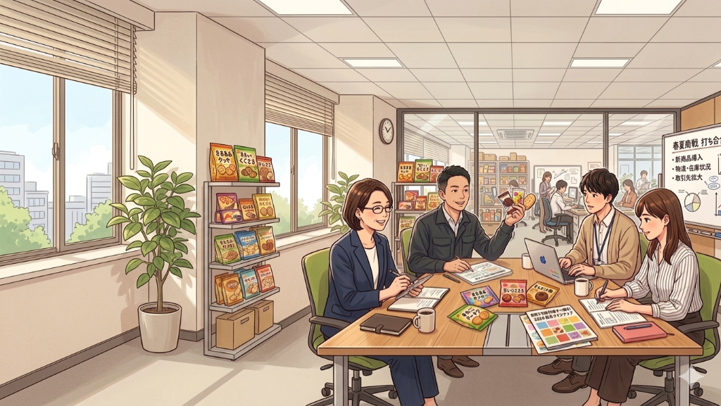東京食品の商品提案と打ち合わせのイメージ