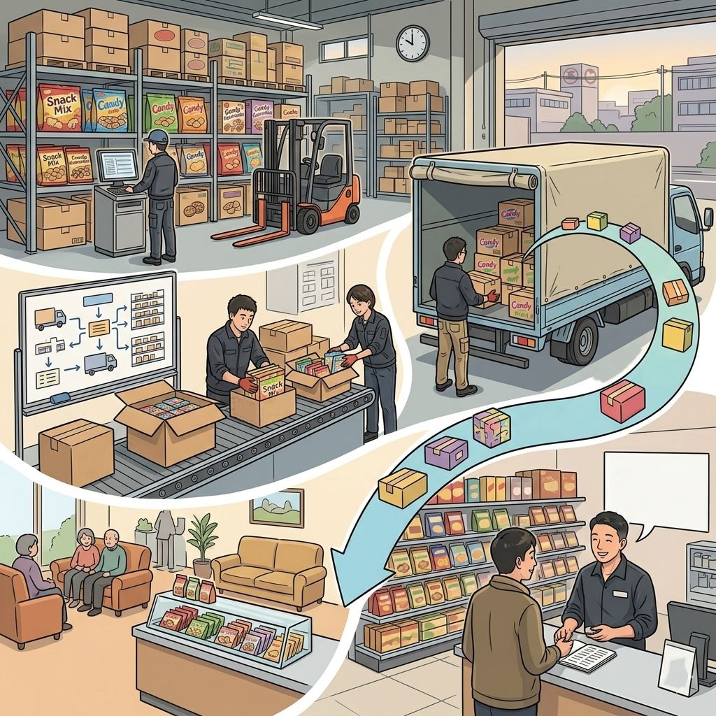 物流から店頭までの流れを表す図